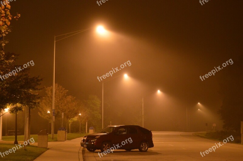 Night Fog Fog Night In The Dark Street Lights