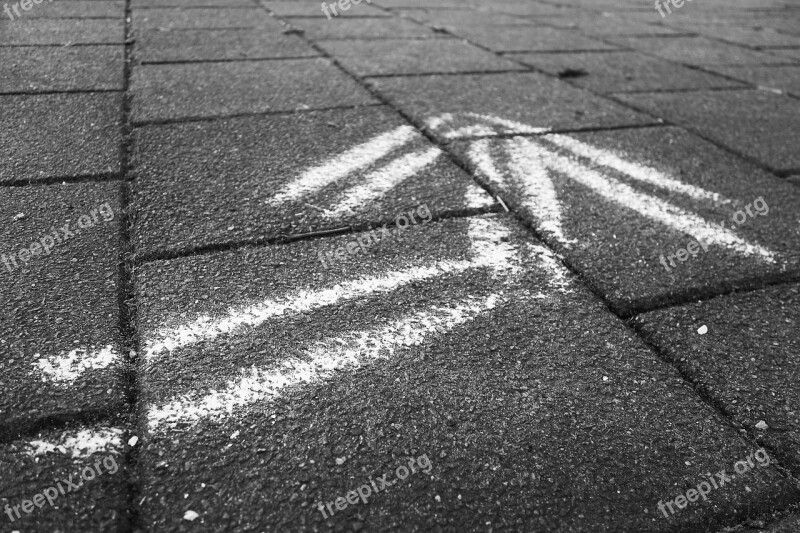 Arrow White Arrow Direction Pavement Drawing