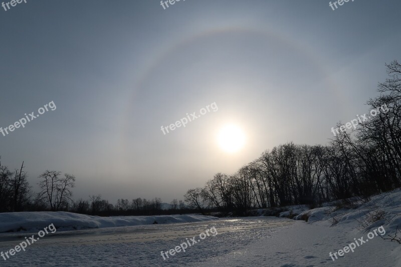 Sunshine Halo Rainbow Winter Frost