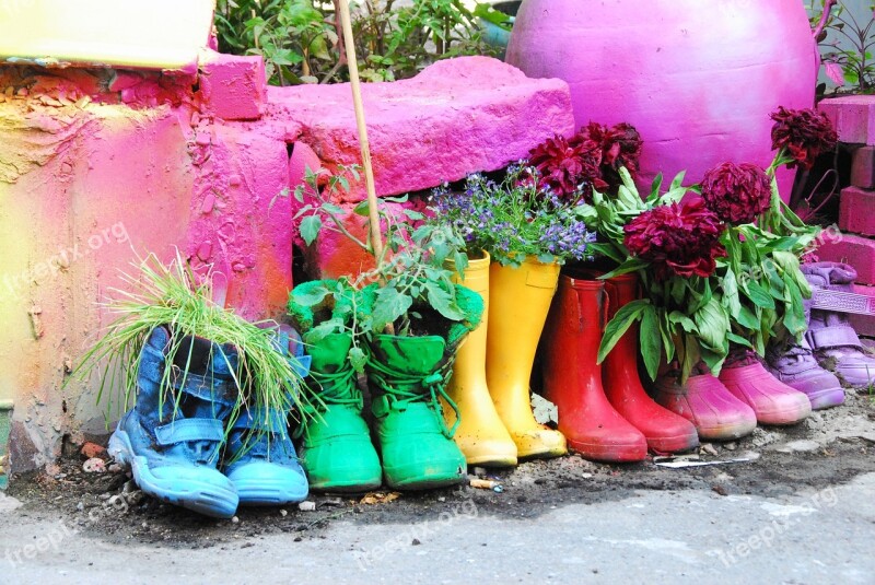 Rain Boots Color Garden Bright Rainbow