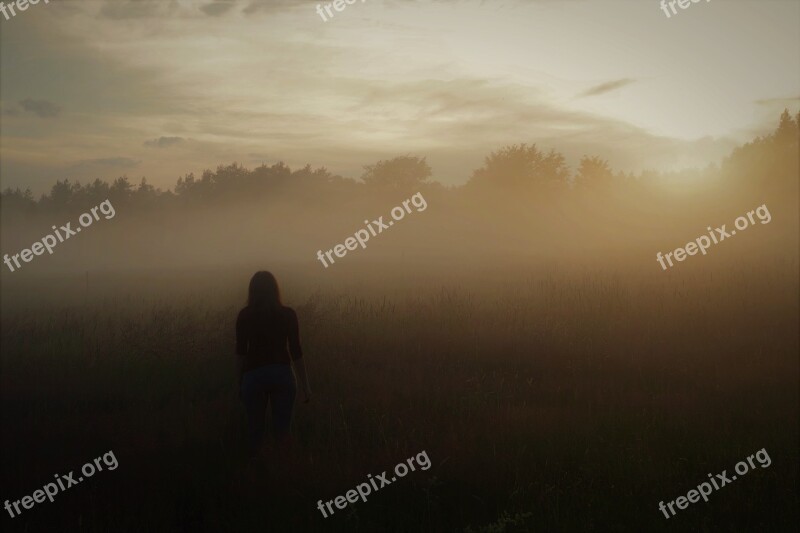 The Fog Sunset The Dawn Family Haze Landscape