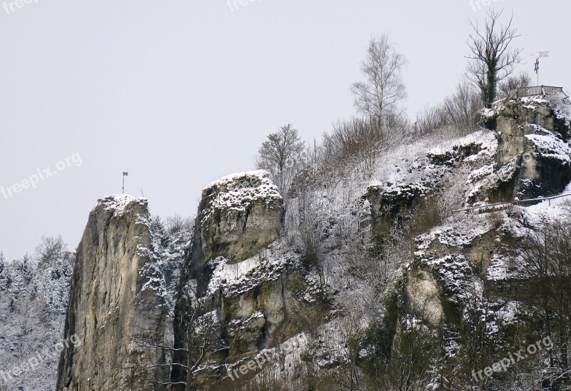 Winter Morning Rock Ripe Snow