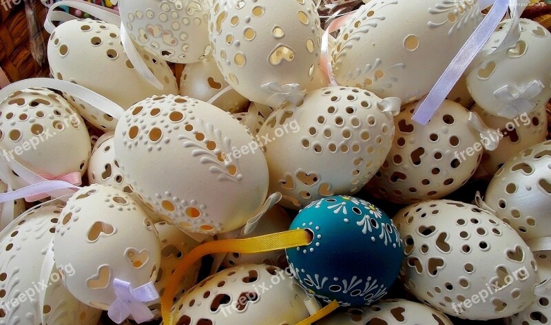 Easter Easter Eggs Openwork Eating The Ribbon