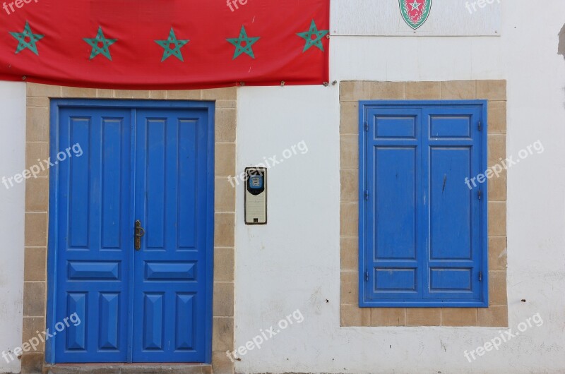 Morocco Essaouira Door Window Blue