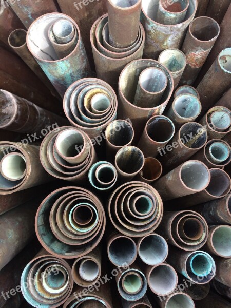 Copper Pipes Pipe Ends Concentric Circles Free Photos