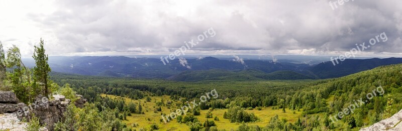 Mountains Rocks Clouds Forest Nature