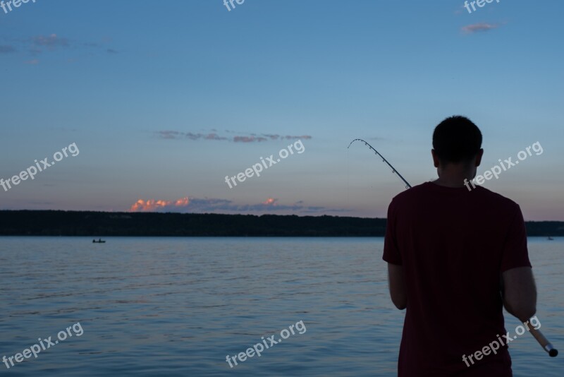 Angler Fishing Peca Lake Balaton Lake