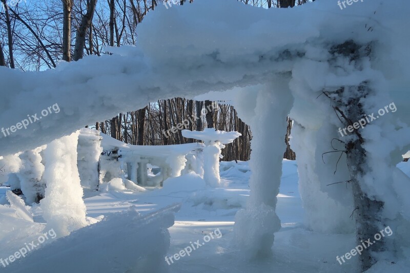 Winter River Ice Snow Forest