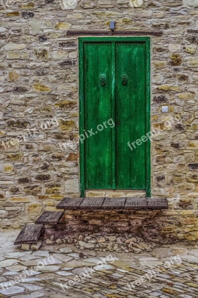 Wall Door Wooden Green Architecture