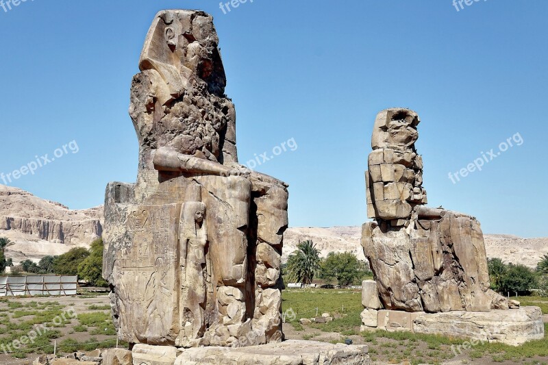 Egypt Luxor Colossi Of Memnon Antiquity Travel