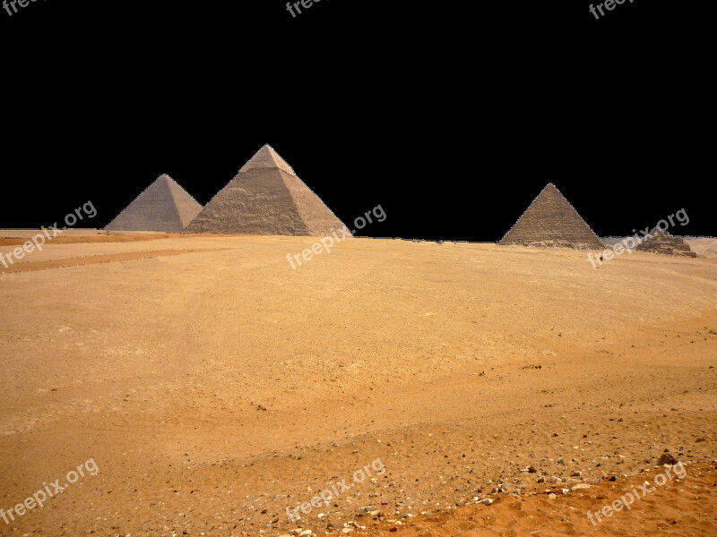 Pyramids Egypt Desert Cairo Isolated