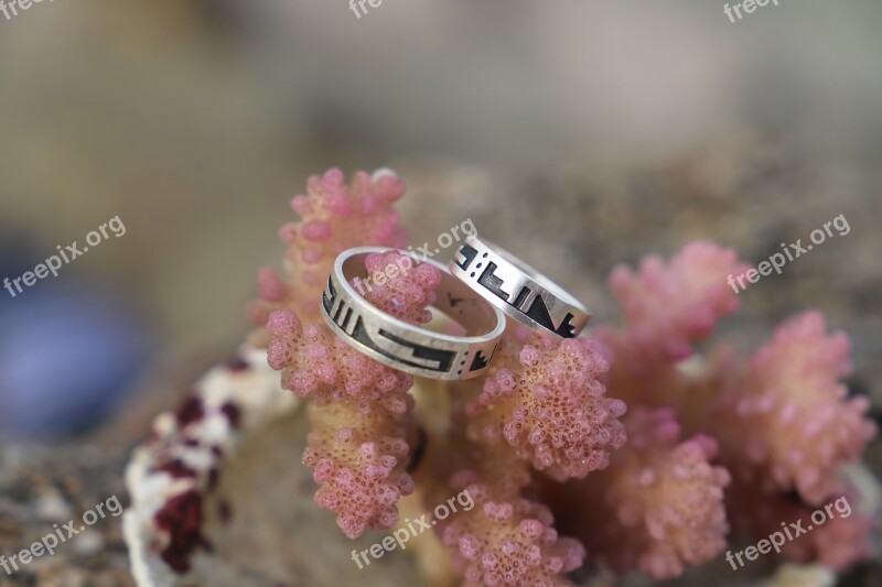 Close Up Sea Coral Wedding Rings Free Photos