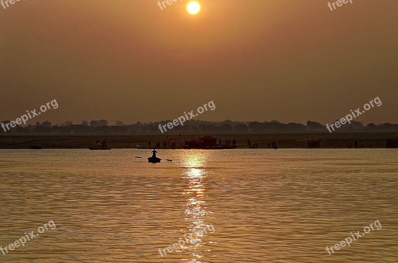 India Ganges Sunset River Waters