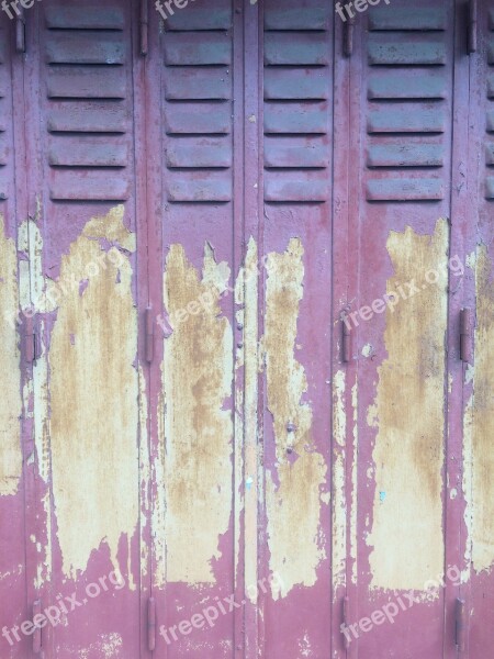 Purple Door Peeled Off Metal Old