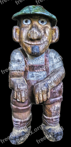 Sculpture Holzfigur Man Jupp Cap