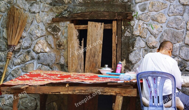 Monk Working Table Old Wood