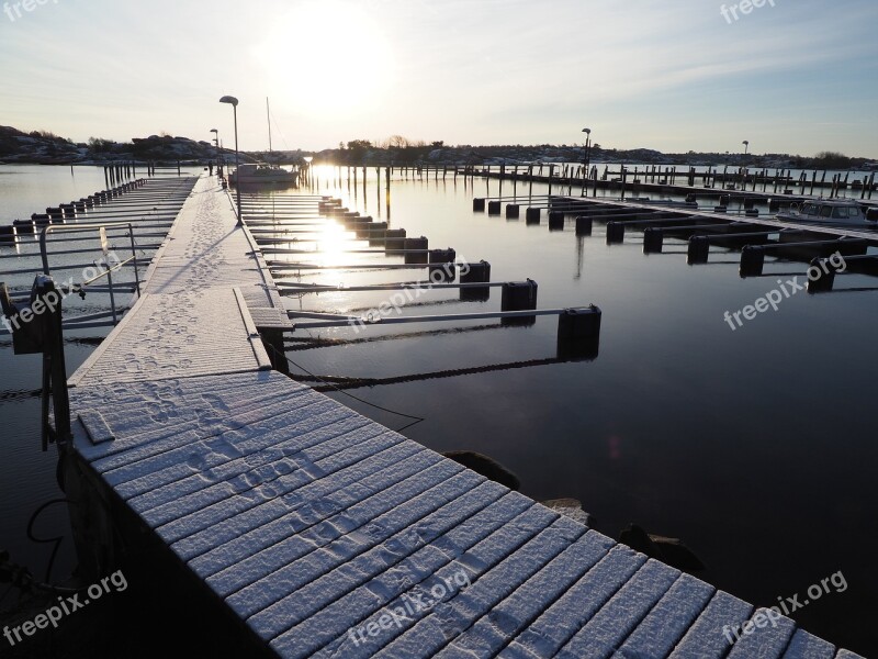 Bridge Snow Sea Winter Desolate