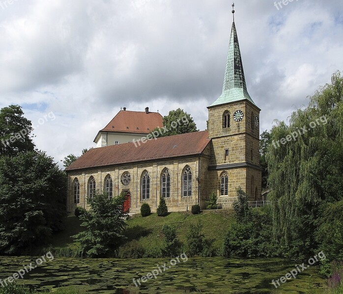 Church Steeple Extinguishing Pond Architecture Building