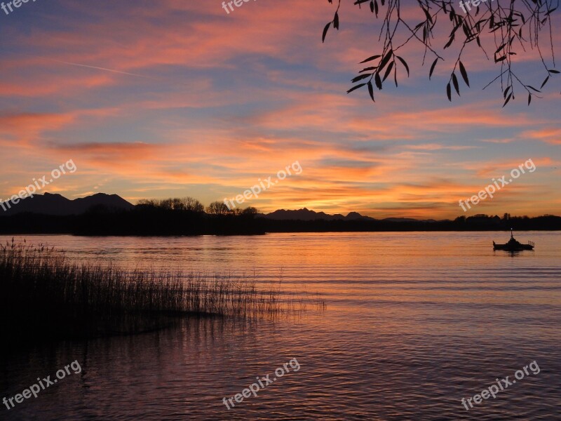 Sunset Waters Lake Chiemsee Bavaria