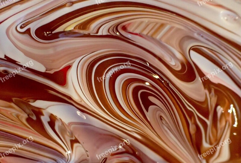 Abstract Paint Swirls Brown White