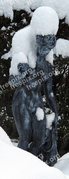 Sculpture Winter Snow Female Naked