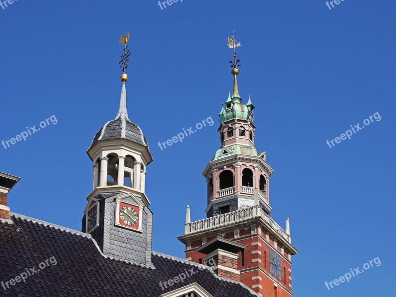 Spires Empty East Frisia Architecture Town Hall Tower