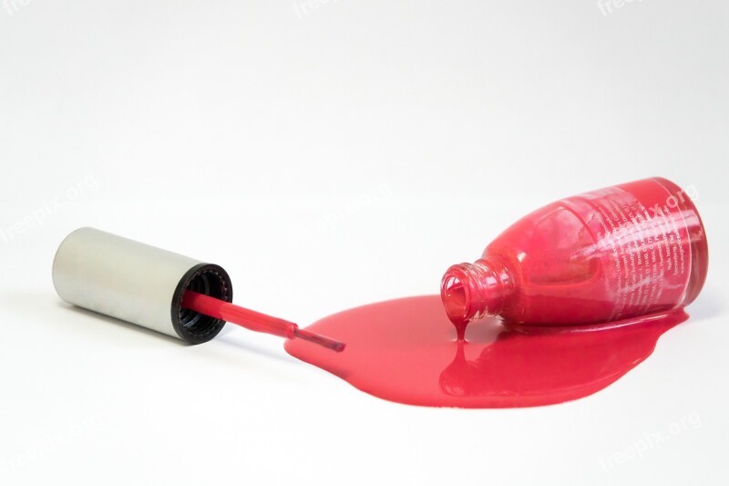 Nail Varnish Red Paint Fell Down Screw Cap