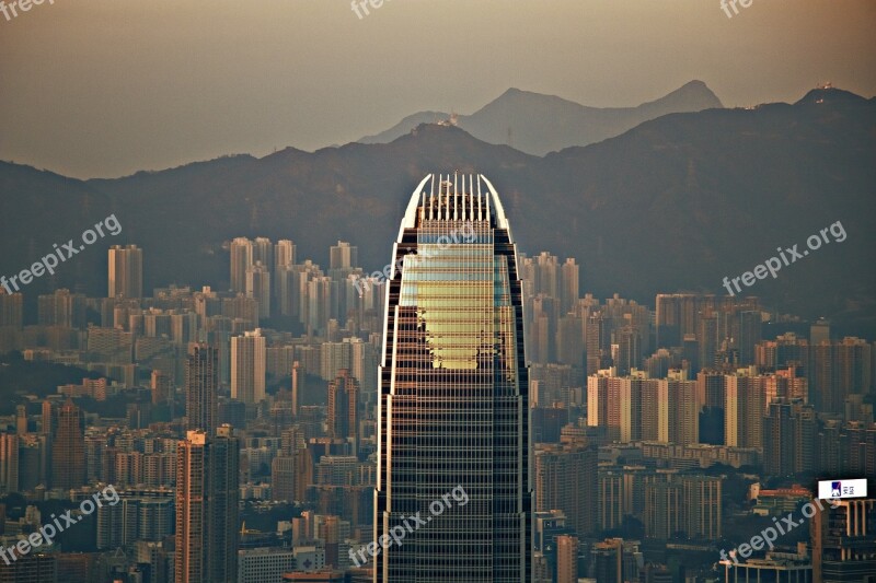 The Skyscraper City Silhouette Against The Sky Townscape Panoramic