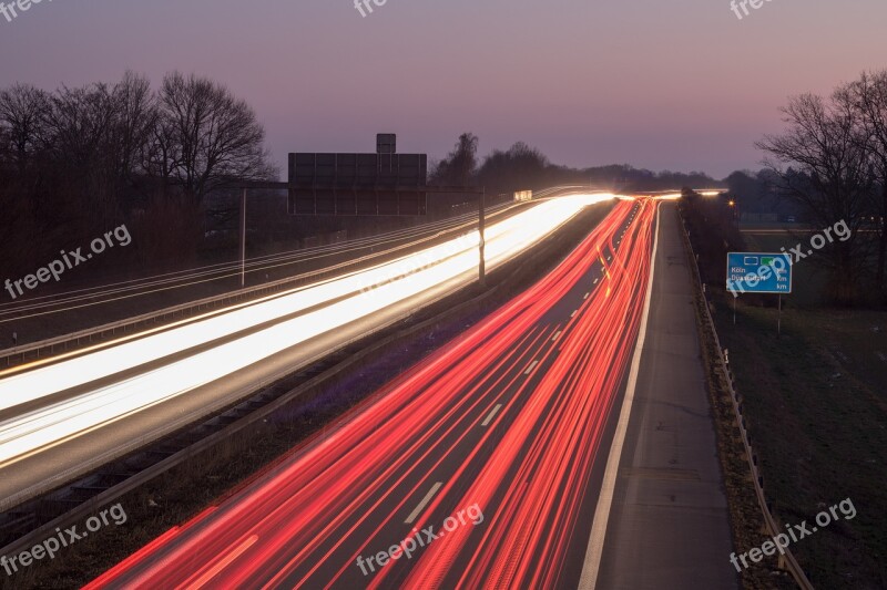 Transport System Road Highway Traffic Dusk