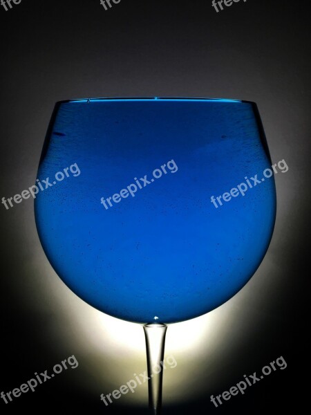 Glass Wine Backlight Blue Blue Water