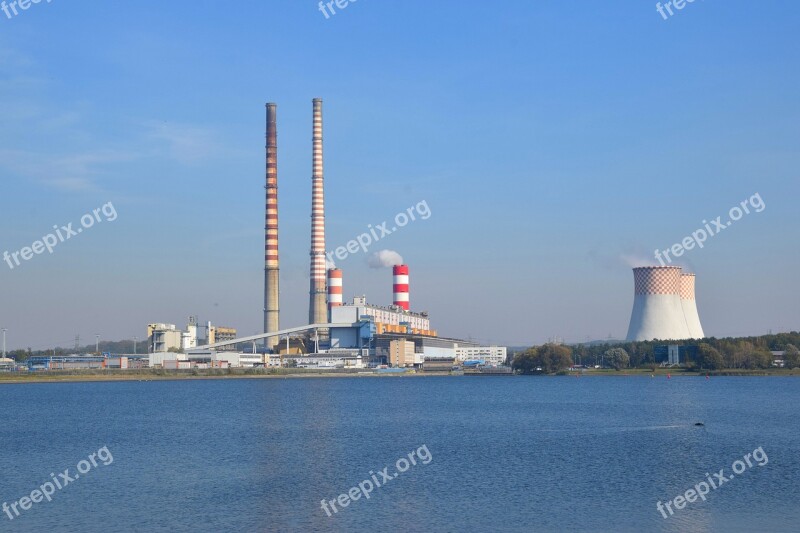 Rybnik Power Station Chimneys Refrigerators Lagoon