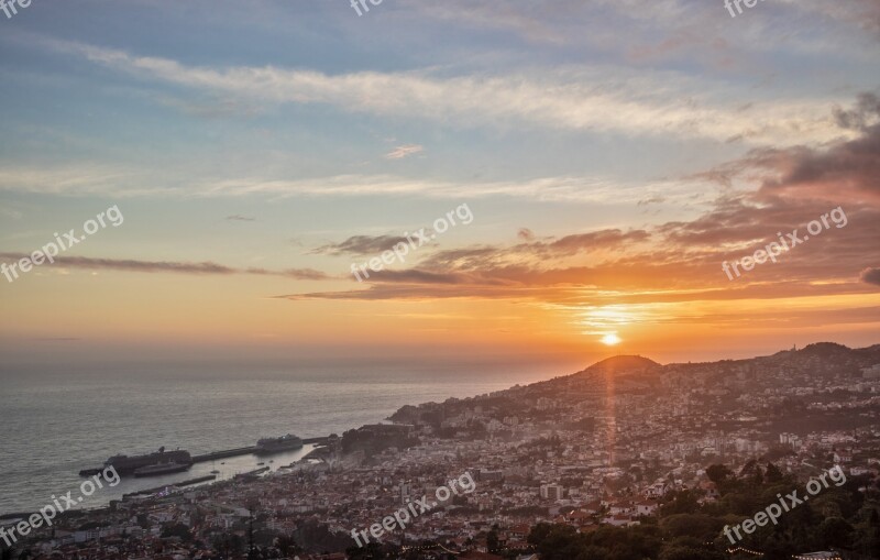 Sunset Funchal Mar Sky City