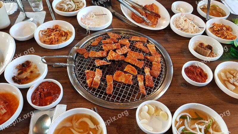 Korean Food Korean Cooking Snacks Pork Belly Grilled