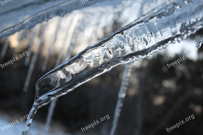 Icicles Winter Cold Roof Blue