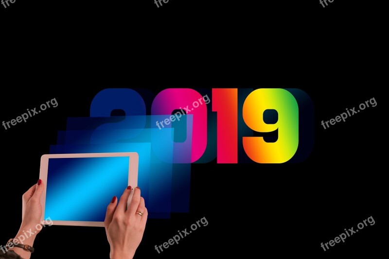 New Year's Day Year Businesswoman Tablet Bokeh