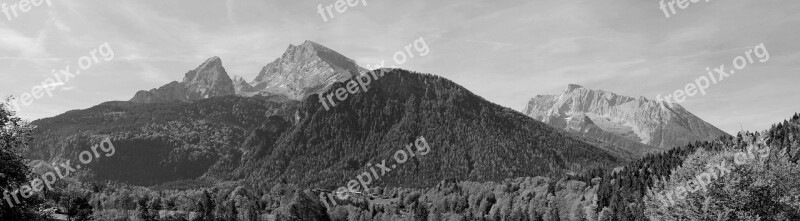 Watzmann Black White Mountains Nature Background