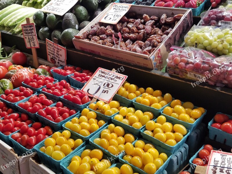 Farmers Market Pike Place Vegetables Radishes Tomatoes