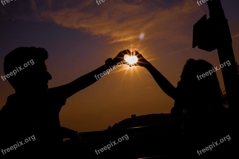 Love Heart Star Silhouette Evening