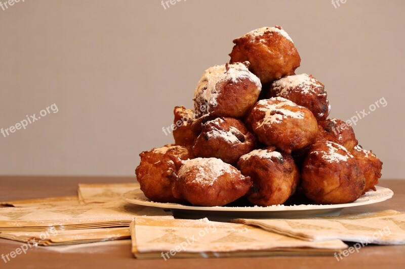 Fritters Old And New Powdered Sugar Raisins New Year's Eve