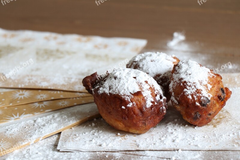 Fritters Old And New Powdered Sugar Raisins New Year's Eve