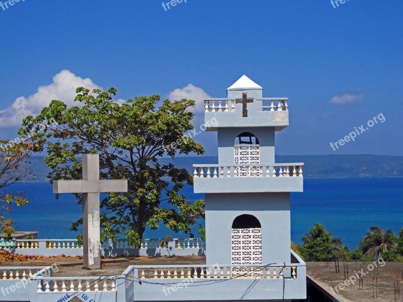 Church Church Haiti Haiti Blue Sea Blue Sky