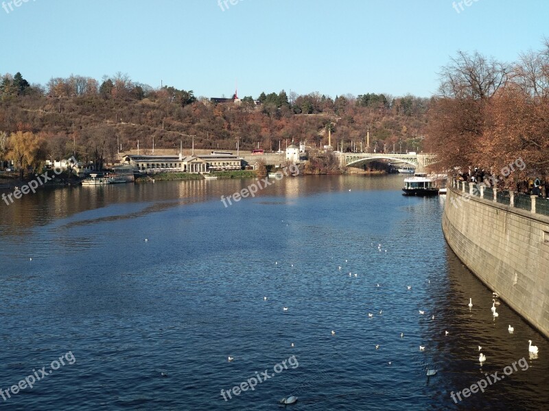 Prague Cityscape Scape River Tourism