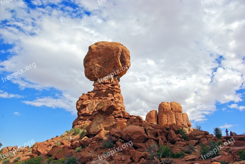 Balanced Rock At Arches Balanced Landscape Utah Boulder