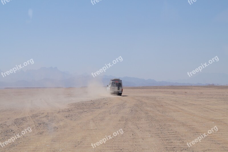 Desert Sand Jeep Landscape Dry