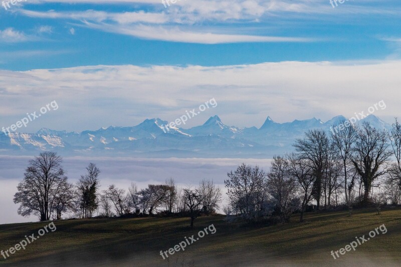 Fog Mountain Range Eiger Monk Finsteraarhorn