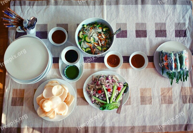 Table Food Vietnam Vietnamese Dinner