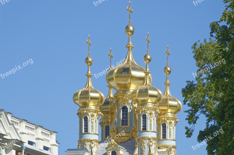 Russia Sankt Petersburg Catherine's Palace Architecture Golden Domes