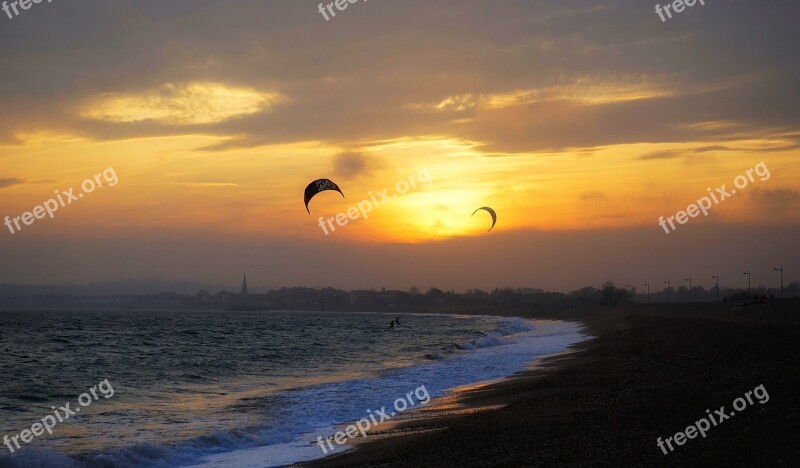 Sunset Sky Water Sea Nature