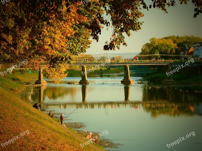 River Reflection Nature Travel Bridge