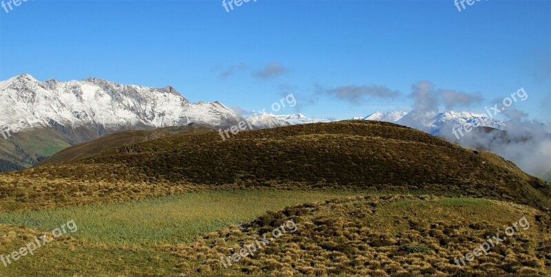 Mountains Alpine Sky Panoramic Image Snow Line